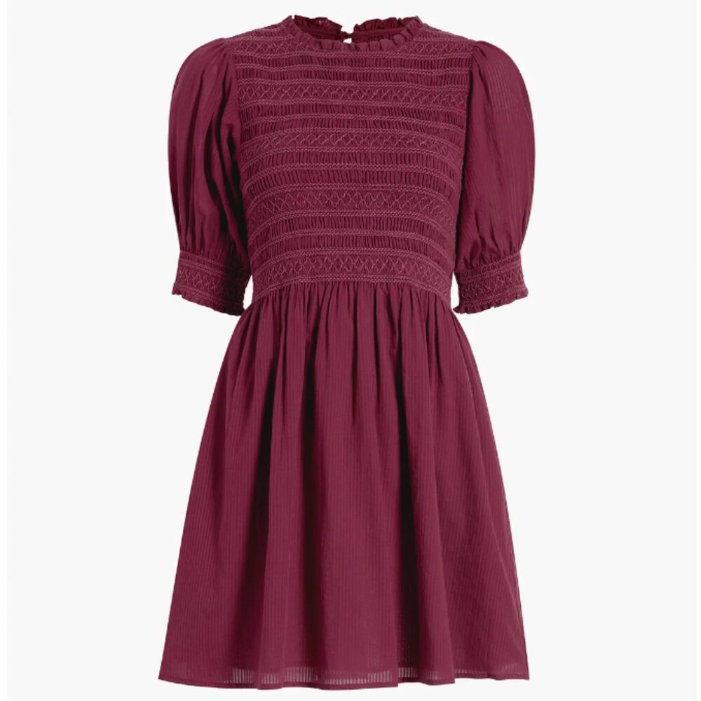 NWT Hill House Home, The Vivi Nap Dress, Burgundy Shadow Stripe, Medium